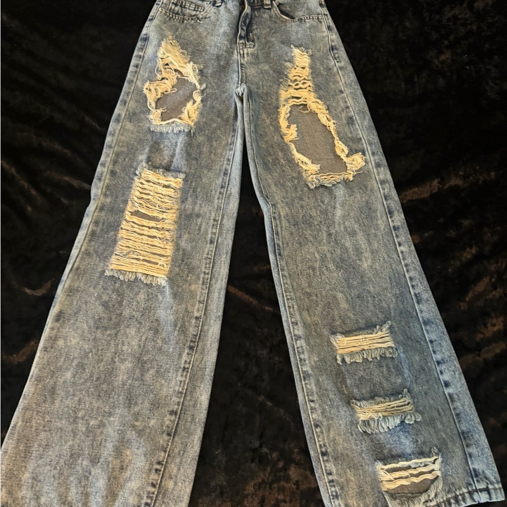 SHEIN girls size 12 youth Blue Denim Distressed Jeans